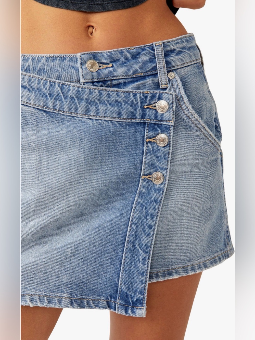 Free People Light Blue Denim Mini Skort - Picture 4 of 10